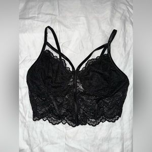 Bozzolo black lace lingerie style cropped tank top